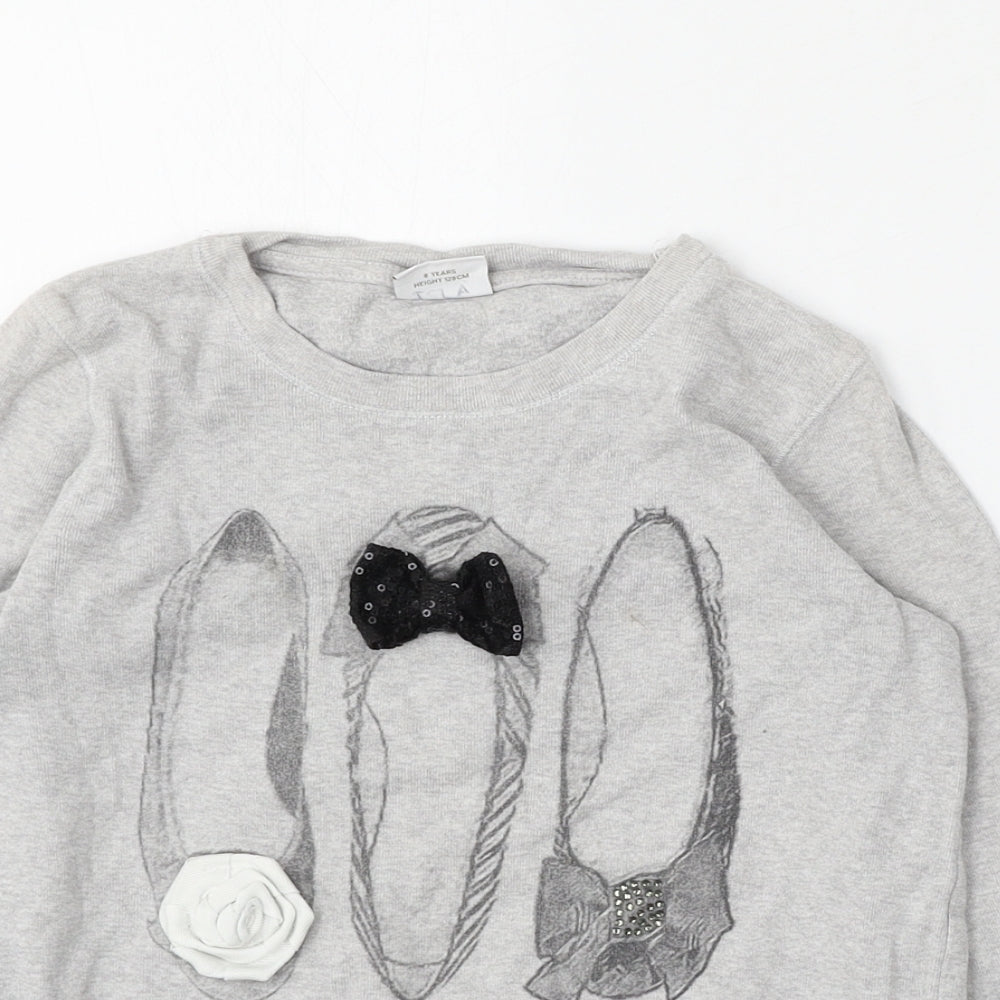 NEXT Girls Grey  Cotton Pullover Sweatshirt Size 8 Years
