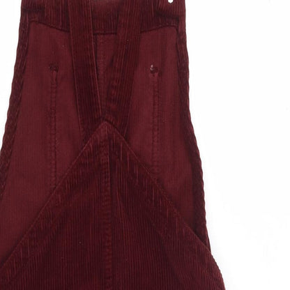 Topshop Womens Red  Cotton Pinafore/Dungaree Dress  Size 6  Square Neck