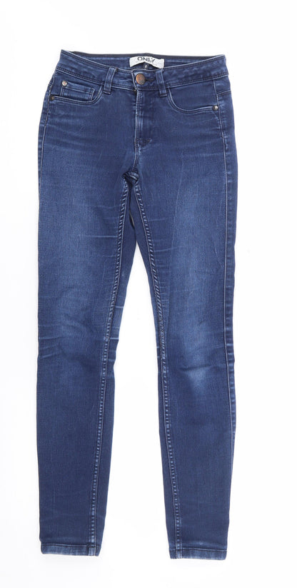 Only Womens Blue  Cotton Skinny Jeans Size 6 L28 in Slim Zip