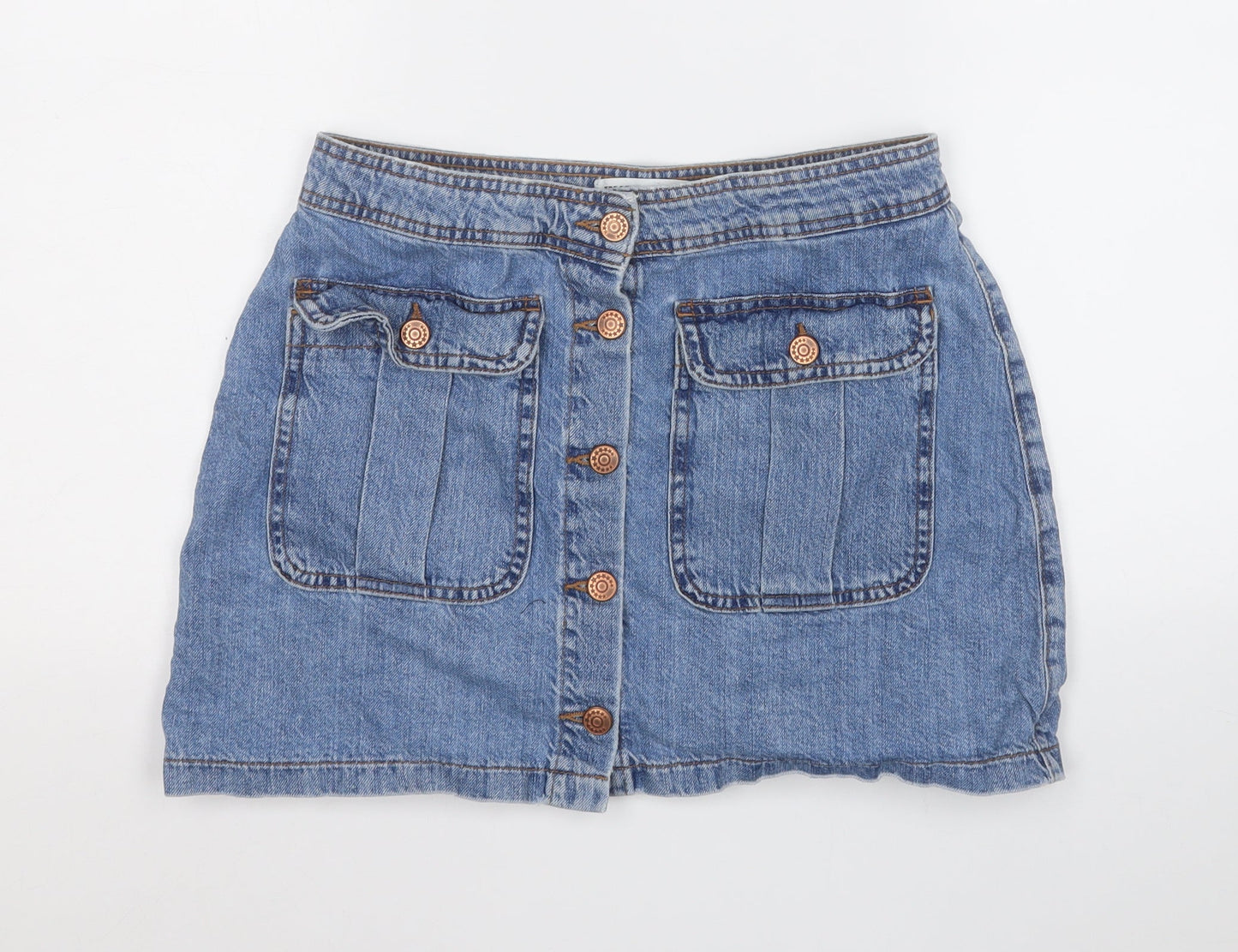 TRF DENIM Womens Blue  Cotton A-Line Skirt Size M