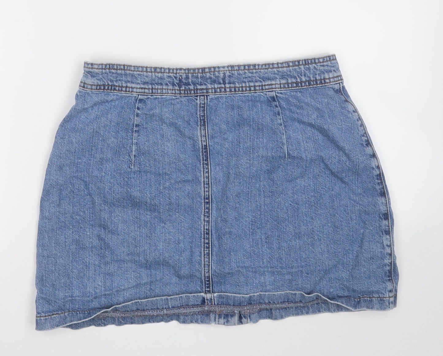 TRF DENIM Womens Blue  Cotton A-Line Skirt Size M