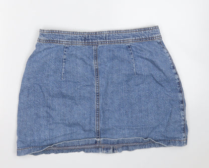 TRF DENIM Womens Blue  Cotton A-Line Skirt Size M