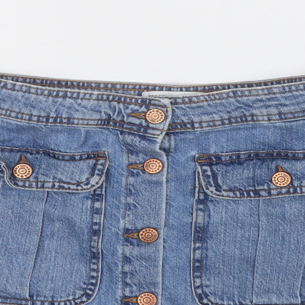 TRF DENIM Womens Blue  Cotton A-Line Skirt Size M