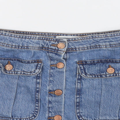 TRF DENIM Womens Blue  Cotton A-Line Skirt Size M