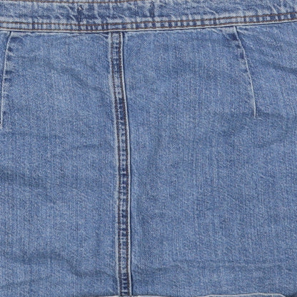 TRF DENIM Womens Blue  Cotton A-Line Skirt Size M