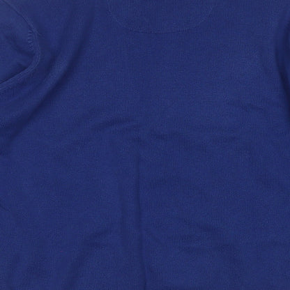 Marks and Spencer Mens Blue Round Neck  Cotton Pullover Jumper Size L