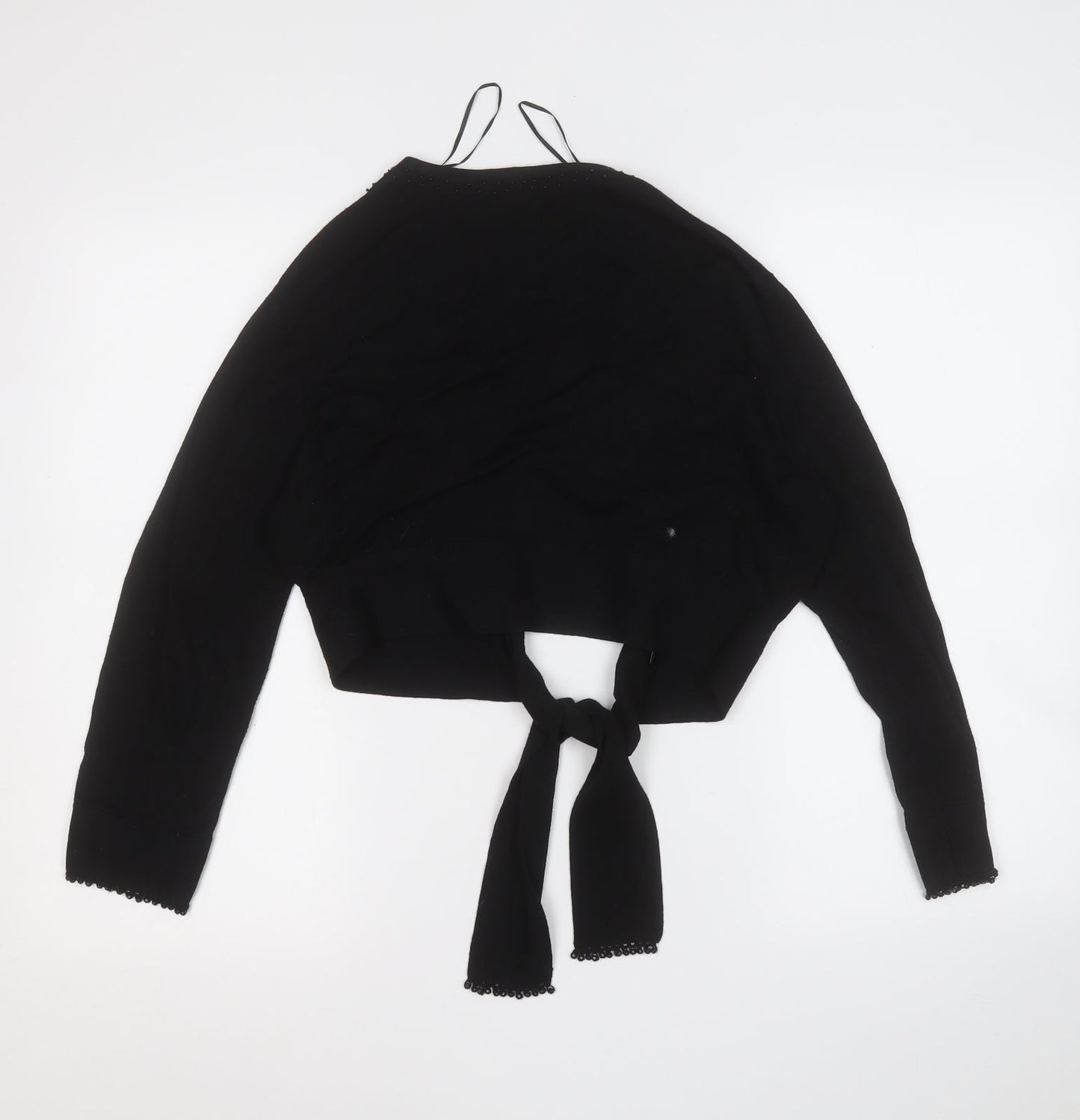 EAST Womens Black V-Neck Geometric Viscose Cardigan Jumper Size 14