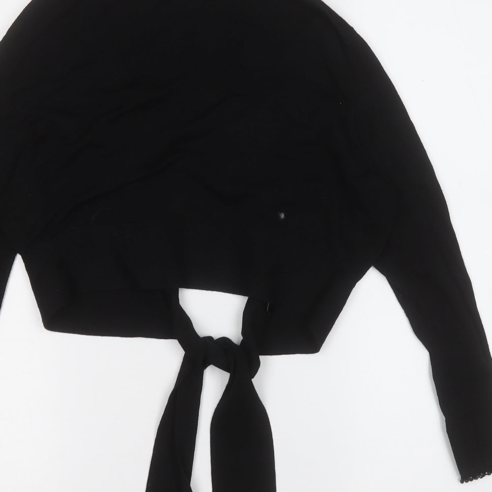 EAST Womens Black V-Neck Geometric Viscose Cardigan Jumper Size 14