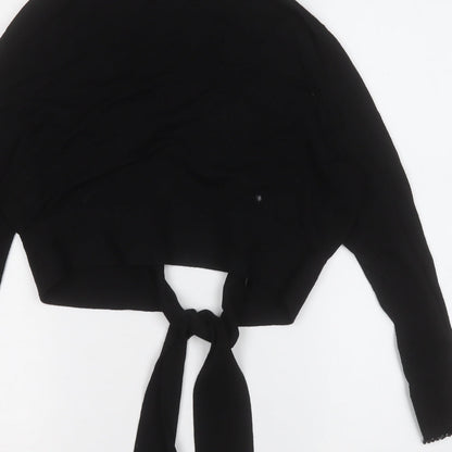 EAST Womens Black V-Neck Geometric Viscose Cardigan Jumper Size 14