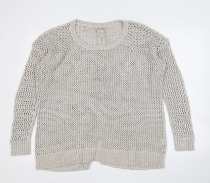 Lucky Brand Womens Beige Round Neck  Cotton Pullover Jumper Size XL