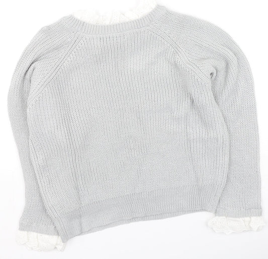 SheIn Womens Grey Round Neck  Polyester Pullover Jumper Size M