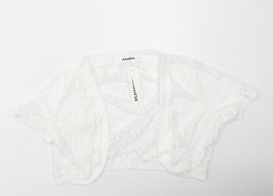 Abollria Womens Ivory V-Neck  Polyester Cardigan Jumper Size XL