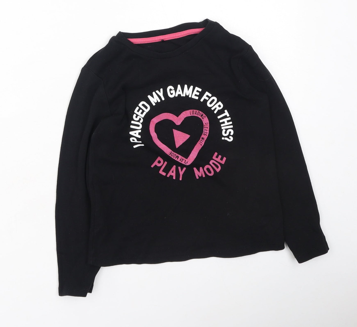George  Girls Black  Cotton Basic Casual Size 7-8 Years Round Neck