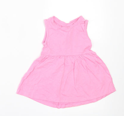 Preworn Girls Pink  Cotton A-Line  Size 2 Years  Crew Neck Pullover