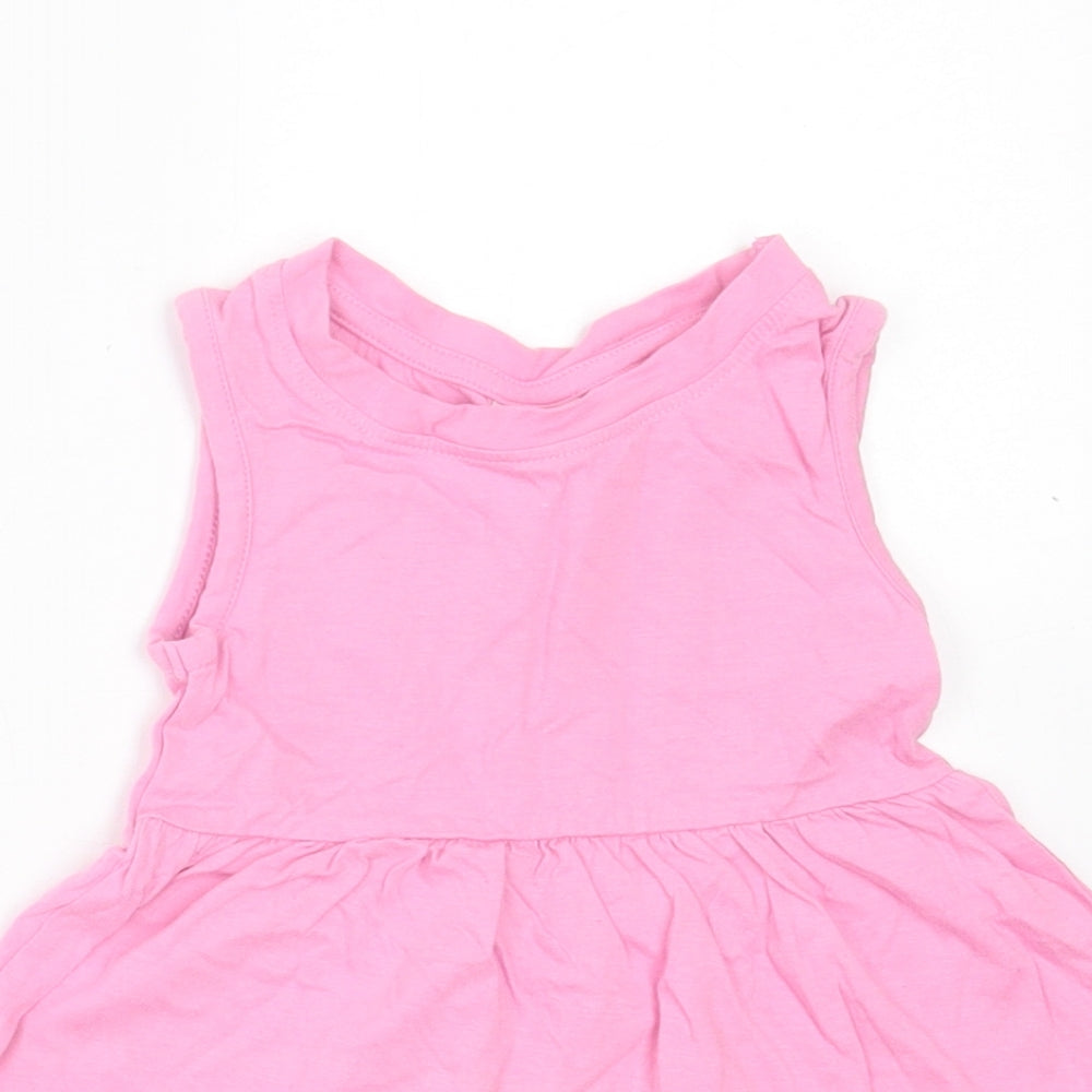 Preworn Girls Pink  Cotton A-Line  Size 2 Years  Crew Neck Pullover