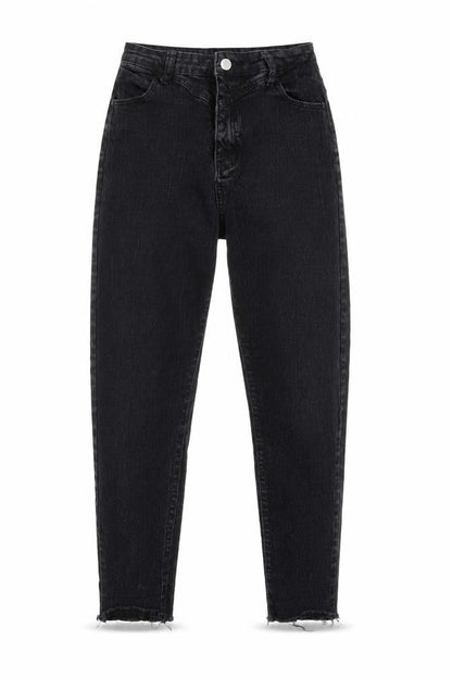 SheIn Womens Black  Cotton Straight Jeans Size L L26 in Regular Button