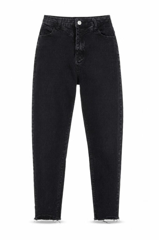 SheIn Womens Black  Cotton Straight Jeans Size L L26 in Regular Button