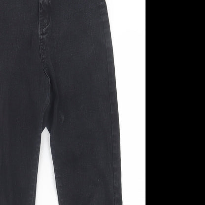 SheIn Womens Black  Cotton Straight Jeans Size L L26 in Regular Button