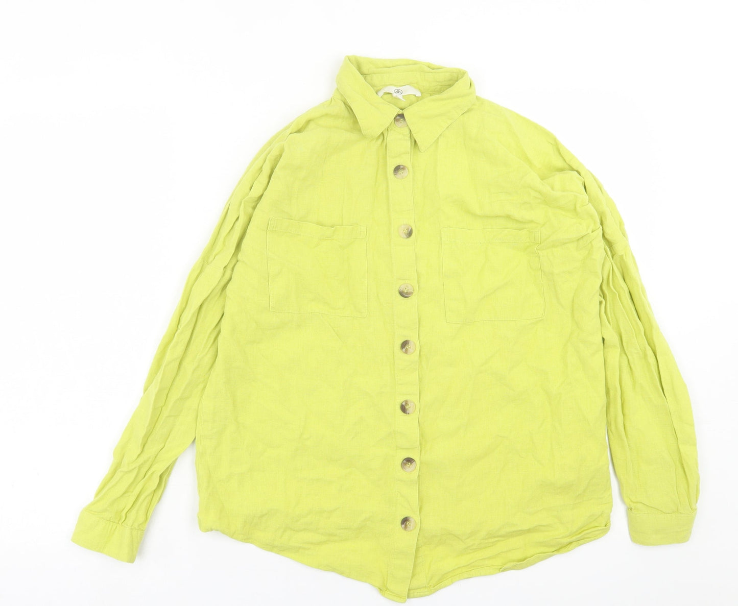Womens UK Size 10 Missguided Green Basic Button-Up