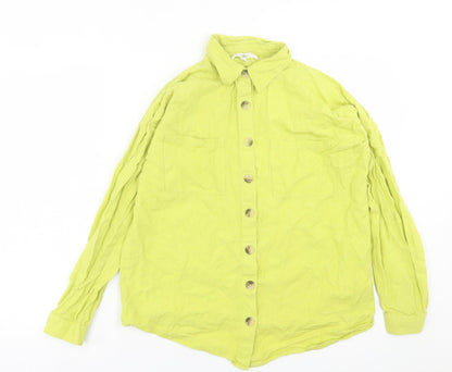 Womens UK Size 10 Missguided Green Basic Button-Up