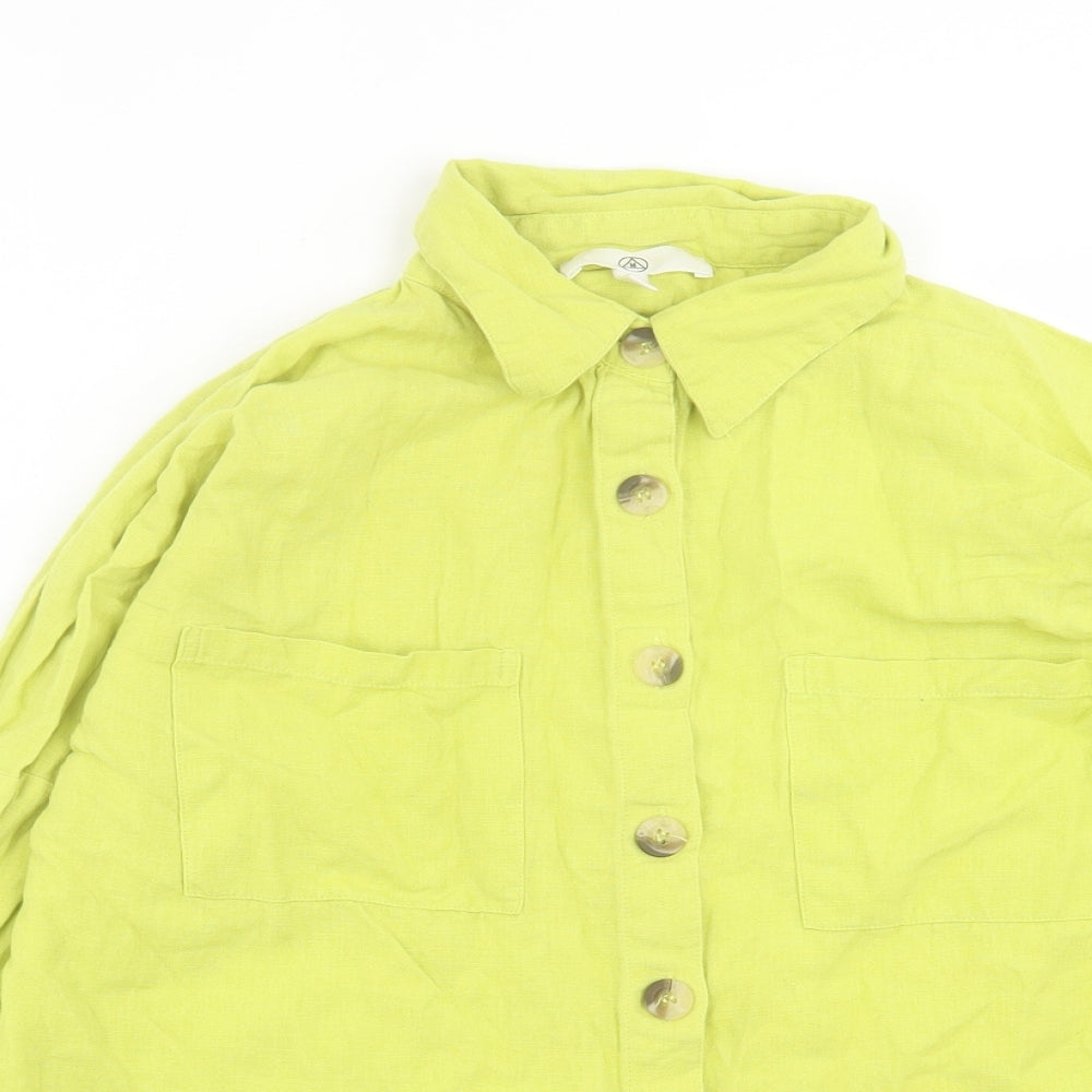 Womens UK Size 10 Missguided Green Basic Button-Up