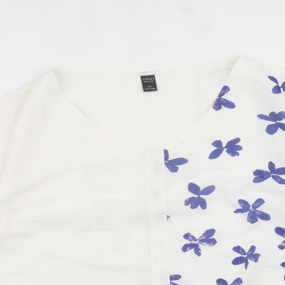 Womens UK Size XL Emery Rose White Basic Button-Up