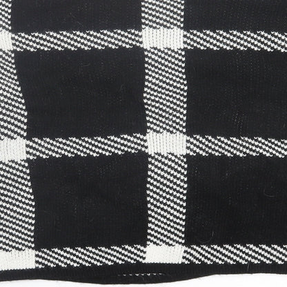 JENERIQUE Womens Black Crew Neck Check Acrylic Pullover Jumper Size L