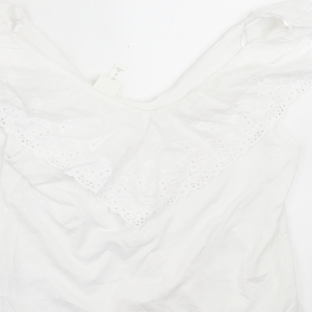 Womens UK Size S H&M White Basic T-Shirt