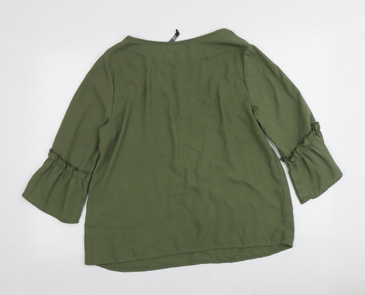 Quiz Womens Green  Polyester Basic T-Shirt Size 42 Round Neck