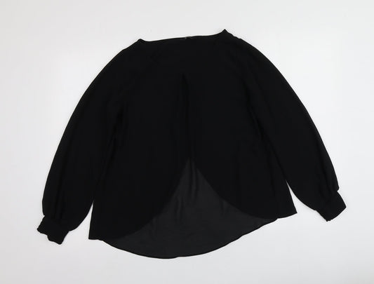 F&F Womens Black  Polyester Basic Blouse Size 10 Round Neck