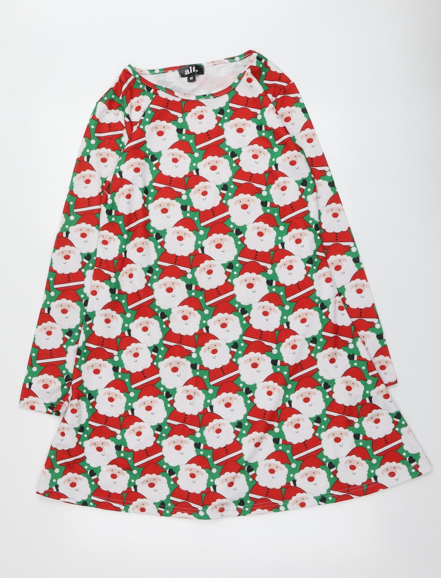 Alt Womens Multicoloured Geometric Polyester Trapeze & Swing  Size M  Round Neck  - Santa Dress