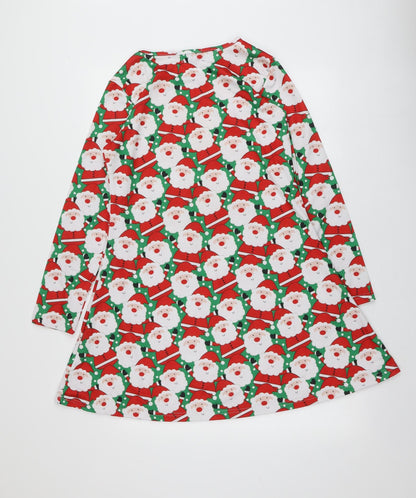 Alt Womens Multicoloured Geometric Polyester Trapeze & Swing  Size M  Round Neck  - Santa Dress