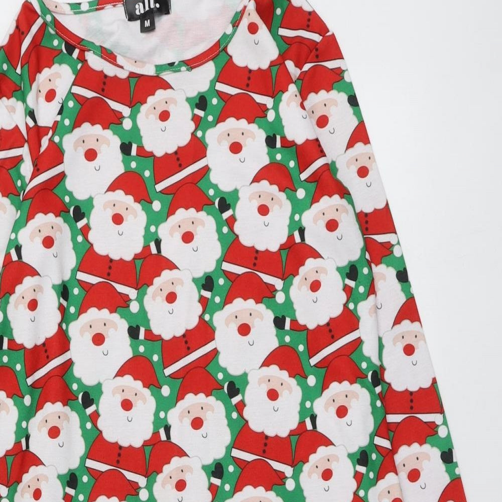 Alt Womens Multicoloured Geometric Polyester Trapeze & Swing  Size M  Round Neck  - Santa Dress
