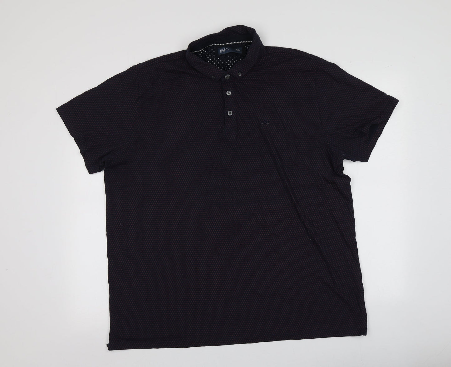 Easy Mens Blue Geometric 100% Cotton  Polo Size Big 2X Collared