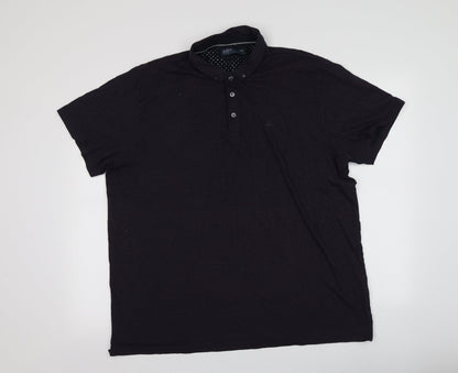 Easy Mens Blue Geometric 100% Cotton  Polo Size Big 2X Collared