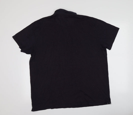 Easy Mens Blue Geometric 100% Cotton  Polo Size Big 2X Collared