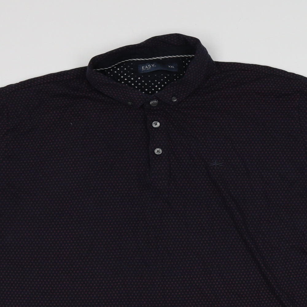 Easy Mens Blue Geometric 100% Cotton  Polo Size Big 2X Collared