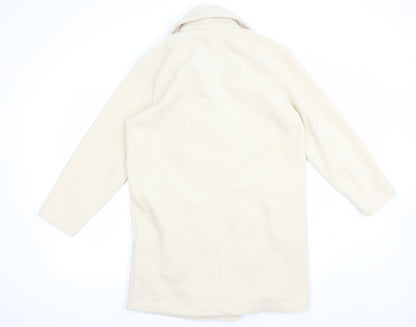 TU Womens Beige   Pea Coat Coat Size S  Button