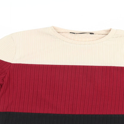 SheIn Womens Multicoloured Colourblock Polyester Basic Blouse Size M Crew Neck