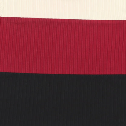 SheIn Womens Multicoloured Colourblock Polyester Basic Blouse Size M Crew Neck