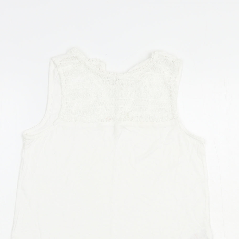 Womens UK Size 8 Peacocks White Basic Tank