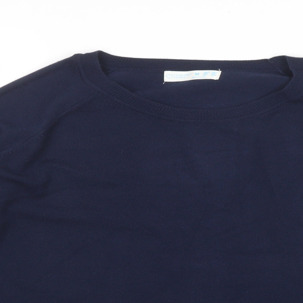 Primark Mens Blue Houndstooth Polyester  Button-Up Size M Crew Neck