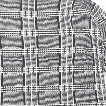 Marks and Spencer Womens Black Crew Neck Plaid Acrylic Pullover Jumper Size 10