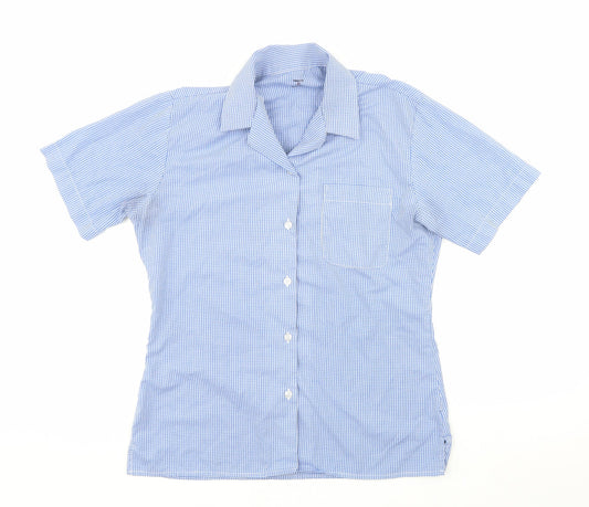 princeton  Mens Black Plaid Polyester  Button-Up Size 36 Collared