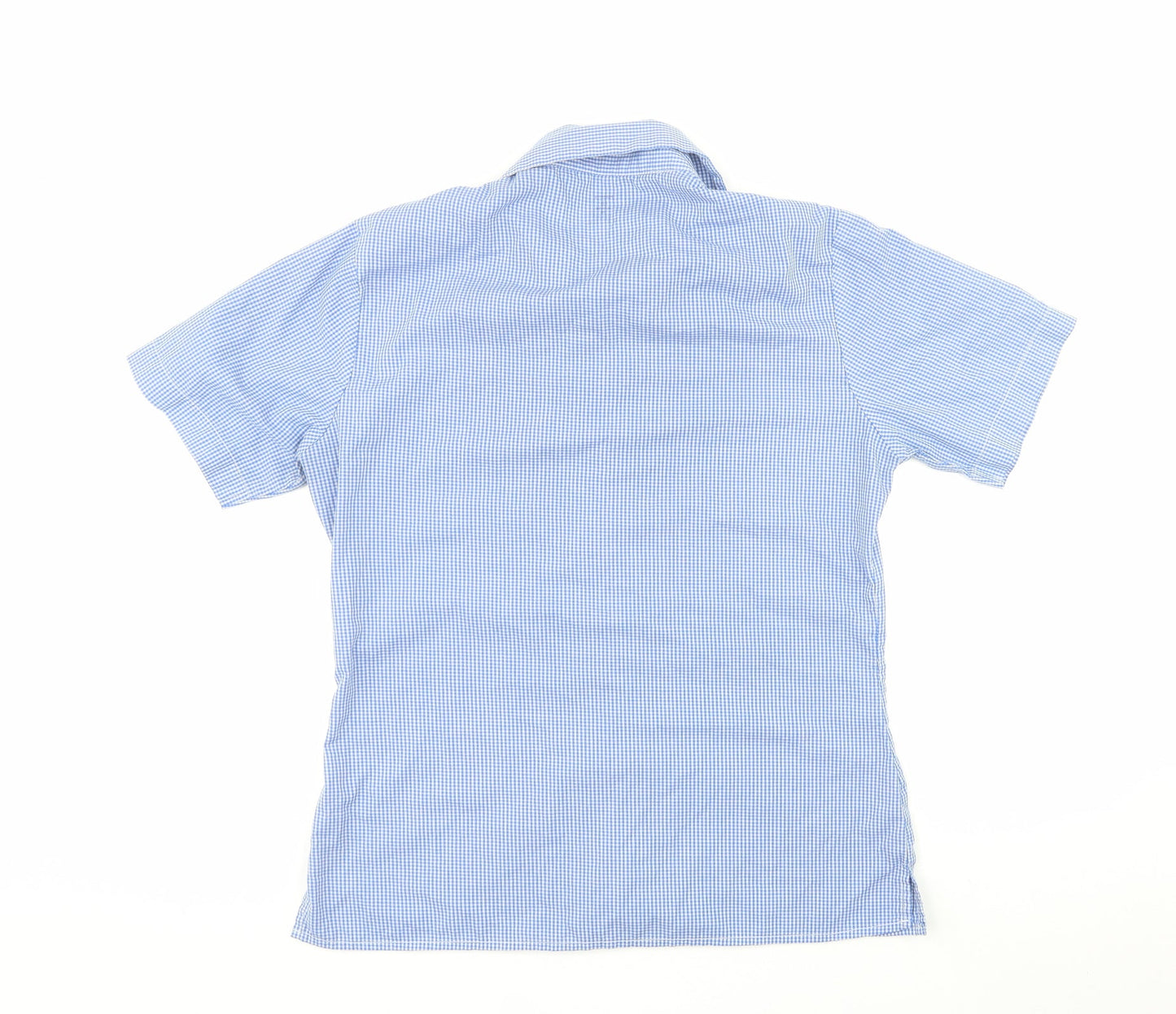 princeton  Mens Black Plaid Polyester  Button-Up Size 36 Collared