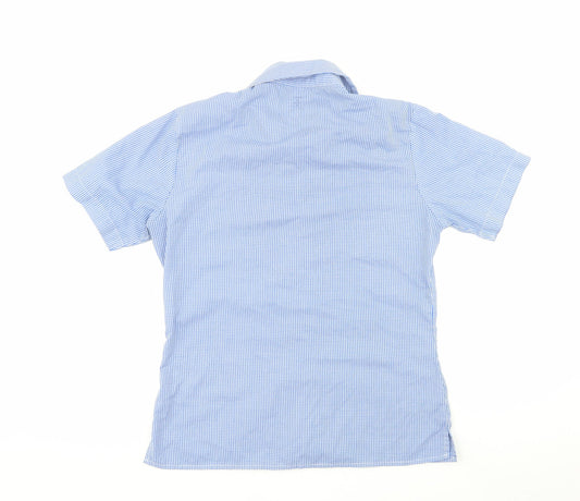 princeton  Mens Black Plaid Polyester  Button-Up Size 36 Collared