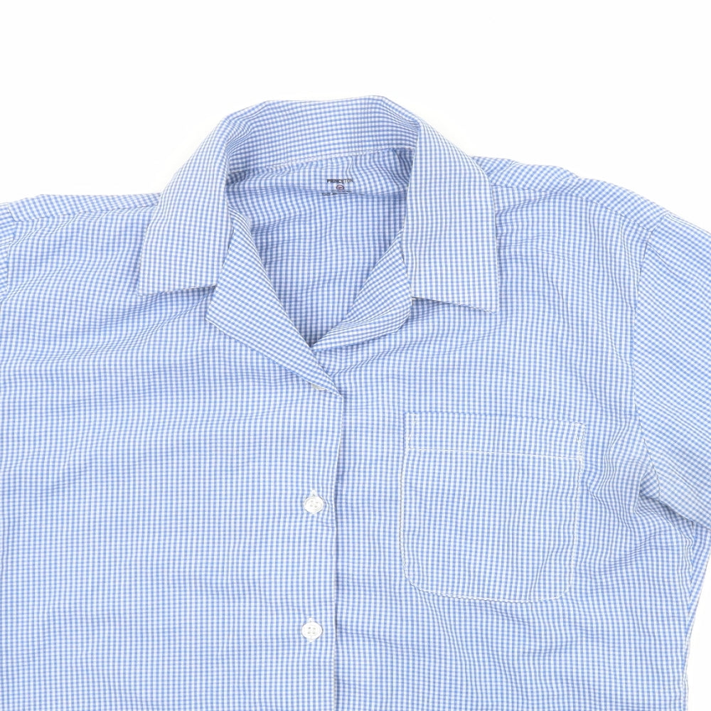 princeton  Mens Black Plaid Polyester  Button-Up Size 36 Collared