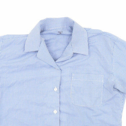 princeton  Mens Black Plaid Polyester  Button-Up Size 36 Collared