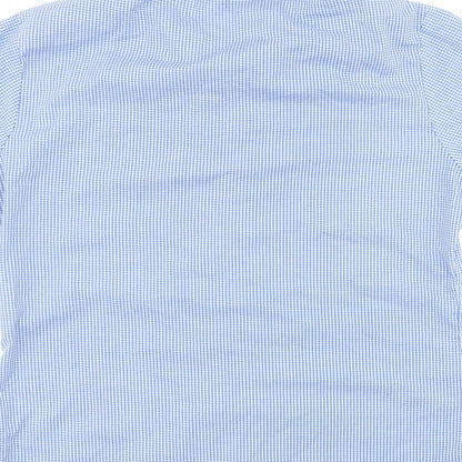 princeton  Mens Black Plaid Polyester  Button-Up Size 36 Collared