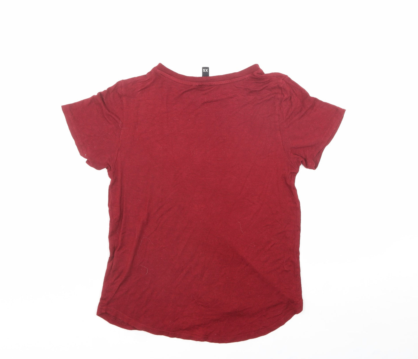 Divided by H&M Womens Red  Viscose Jersey T-Shirt Size XS Crew Neck